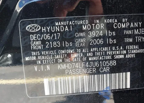 2018 Hyundai Elantra Se из США, поврежденный, VIN KMHD74LF4JU610588